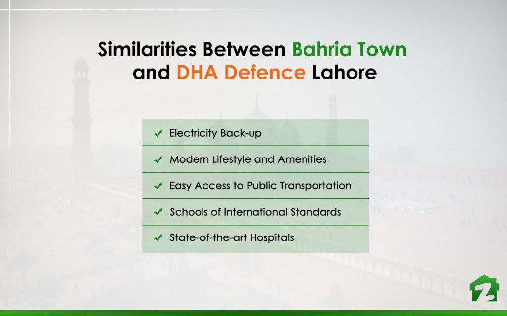 similarities between Bahria Town and DHA Lahore