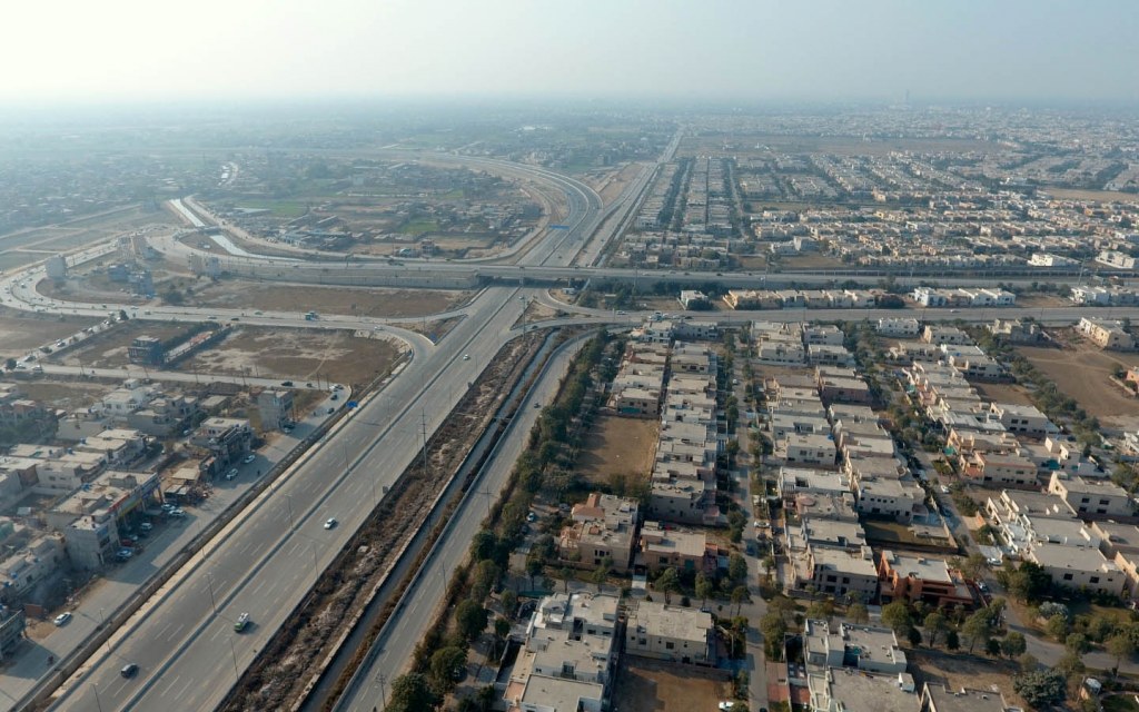Aerial view of Ring Road near DHA Defence Lahore