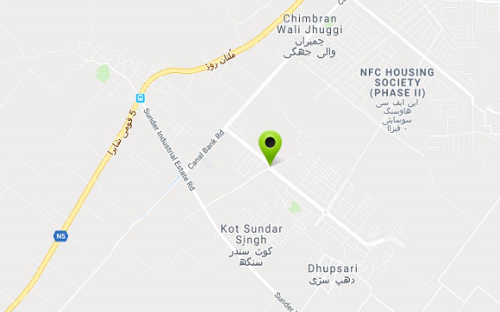  Location map of New Lahore City near Canal Bank Road
