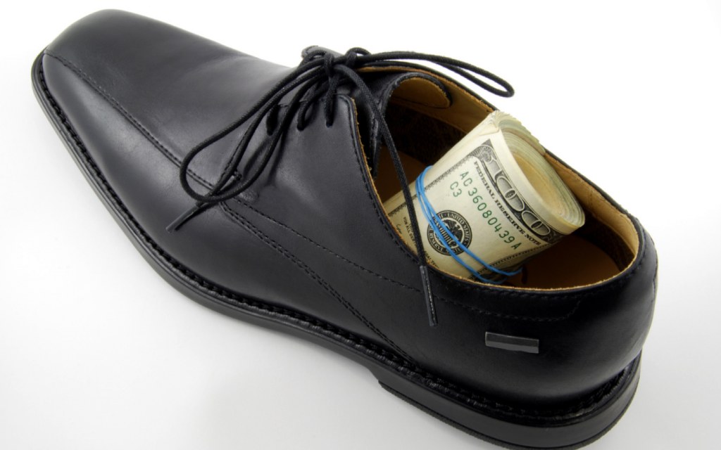 Stashing money in a shoe