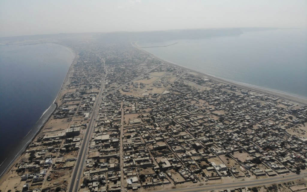 An aerial view of Gwadar Town