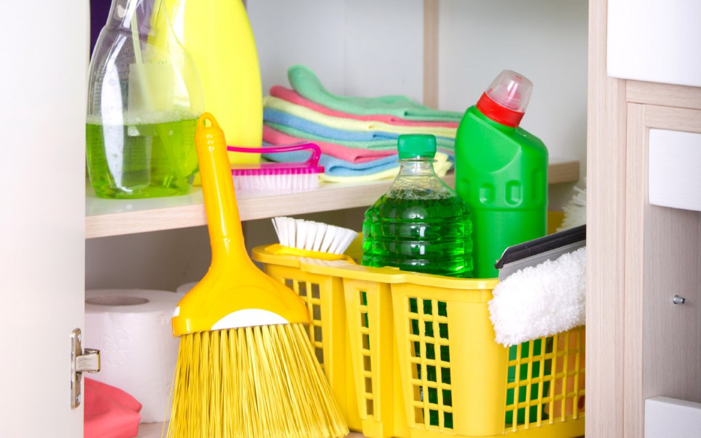 Cleaning Supplies in a Basket