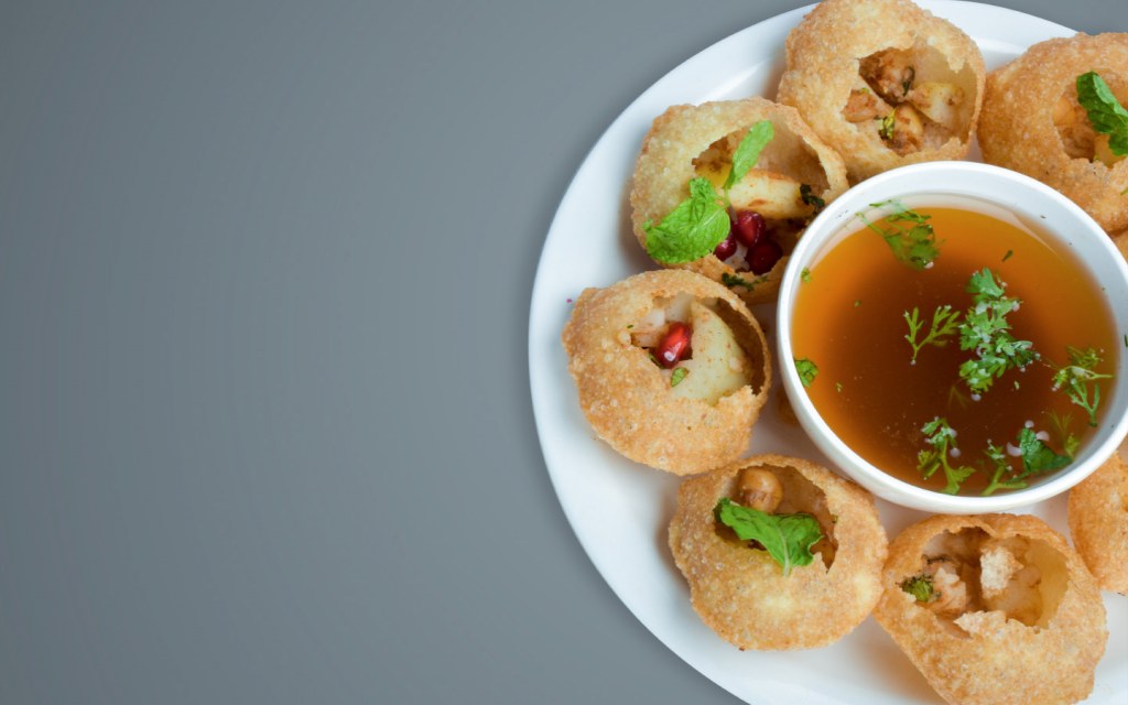 Hot and spicy gol gappey placed in a white plate