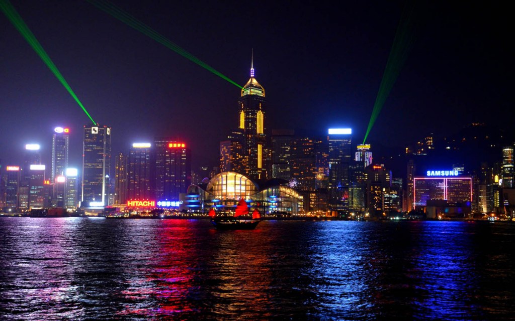 Night time skyline of Hong Kong