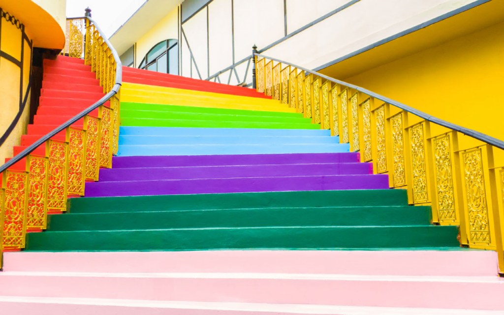 Colourful rainbow staircase