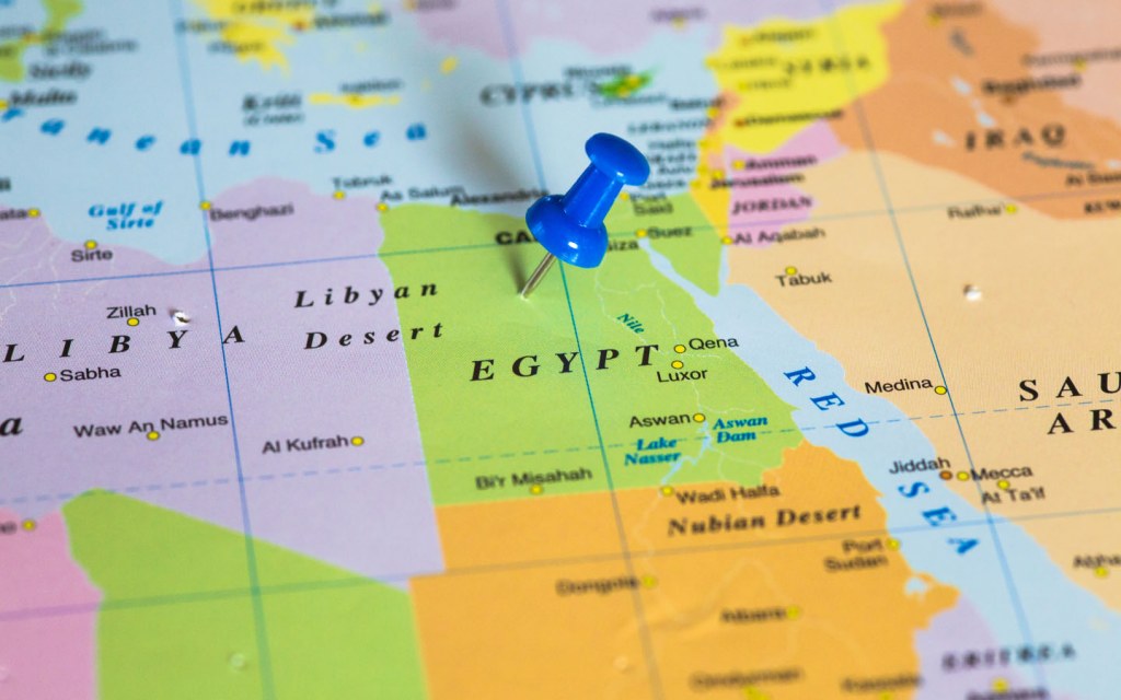 Egypt is located at the border between Middle East and Africa