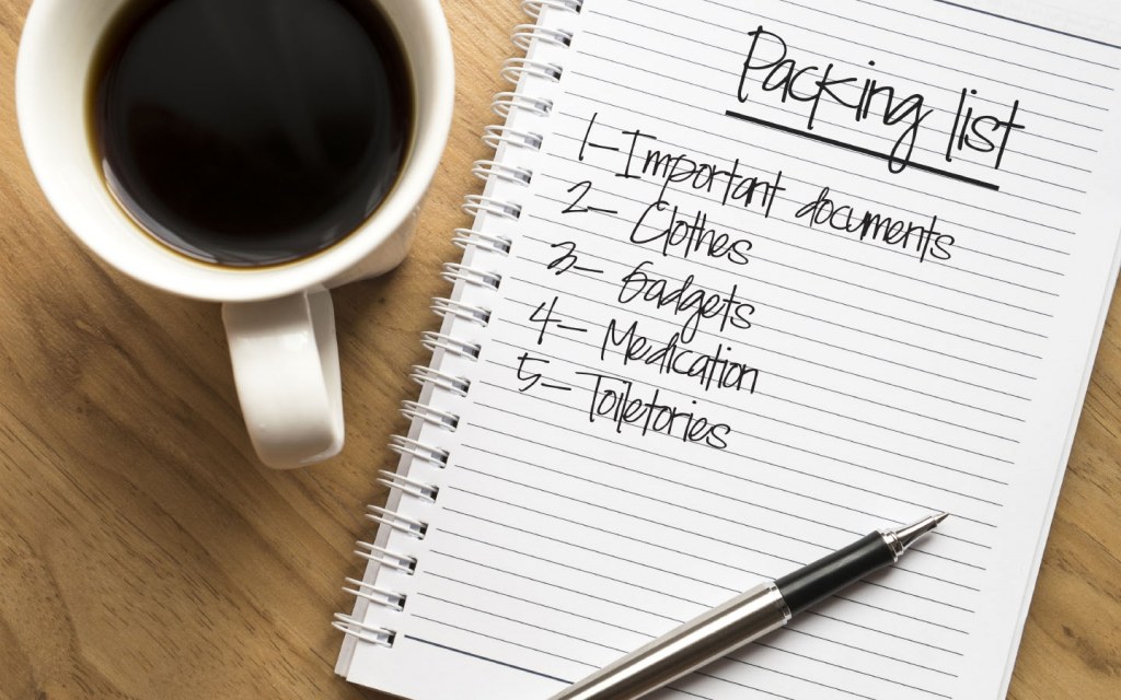 Create a list before you begin packing