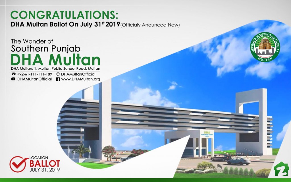 The location ballot for DHA Multan is being held on 31st July 2019