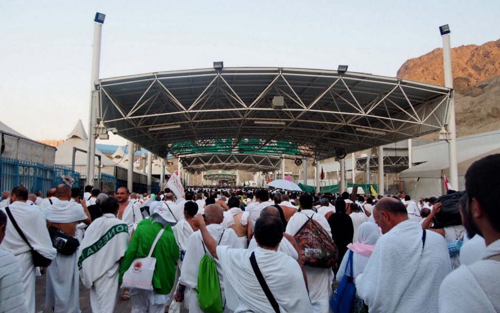 A Mob of Pilgrims on their way to perform a hajj ritual