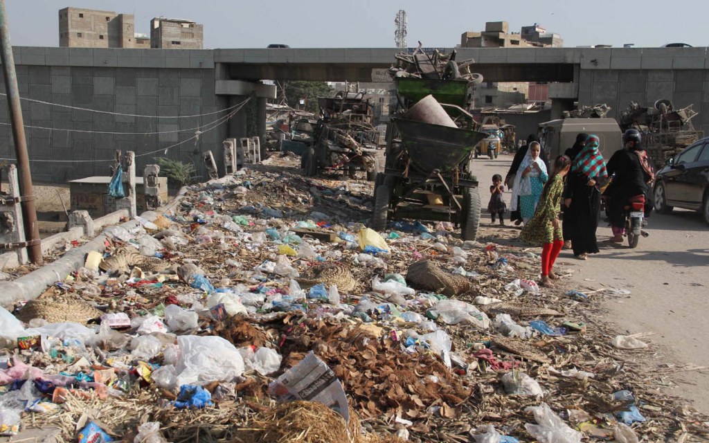 Trash Pile on a Street in Karachi
