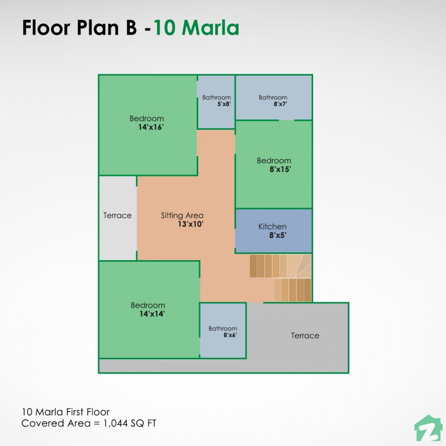 A 10 marla house map for Pakistan with open-plan living space