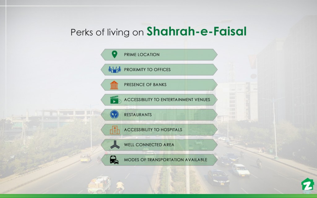 These are some of the pros of living on Shahrah-e-Faisal Karachi