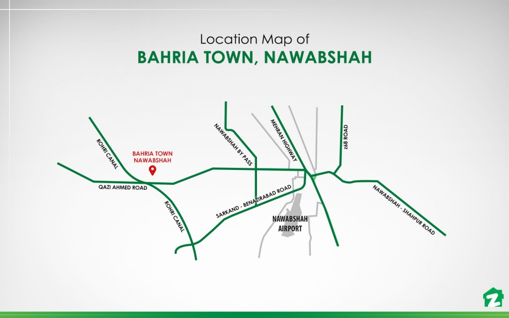The location map of Bahria Town, Nawabshah
