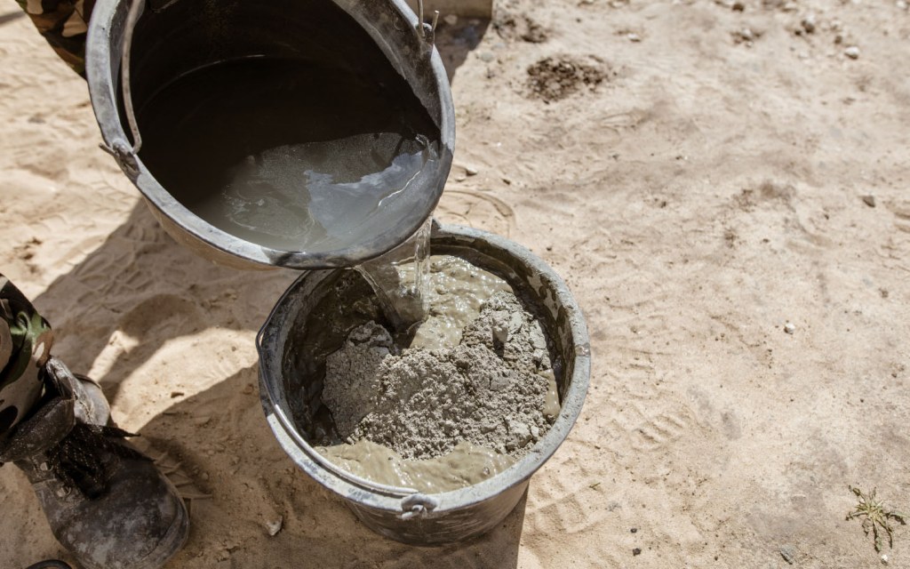Concrete is a mix of cement, gravels, sand and water