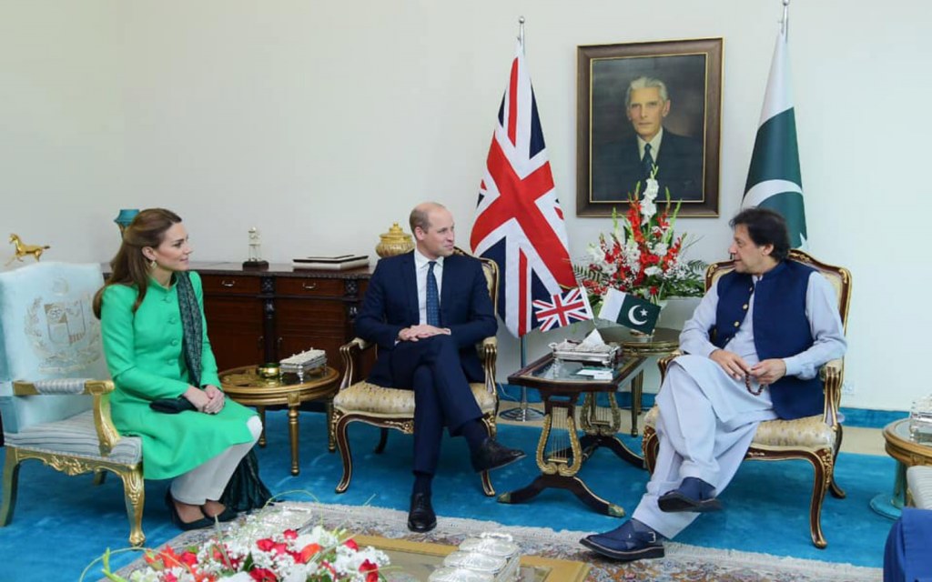 The royal couple meets Prime Minister Imran Khan