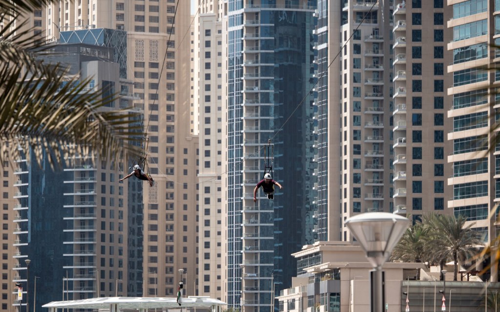 Zip over Dubai Marina at speeds of 80 km per hour