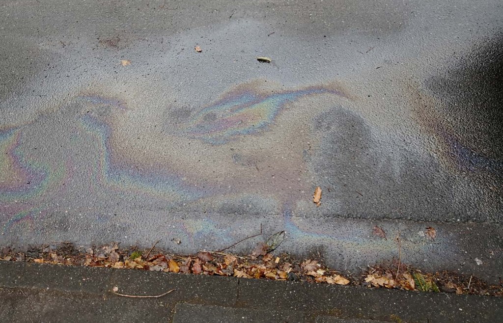 oil mixes with water to case slippery surfaces