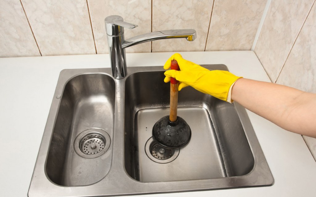 A plunger can be used to unclog a kitchen sink