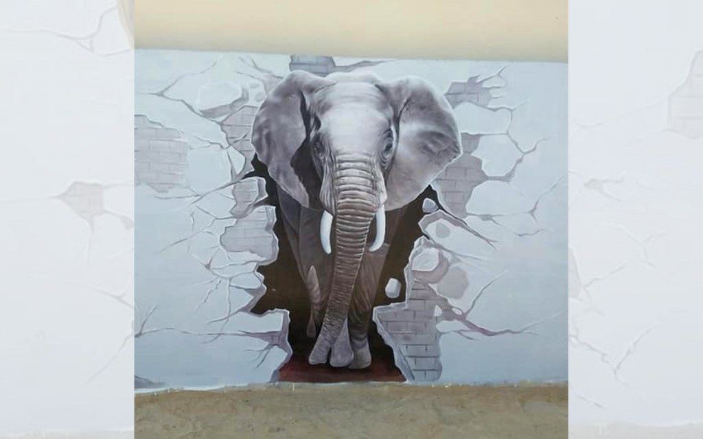 elephat 3d painting in 3d park in karachi