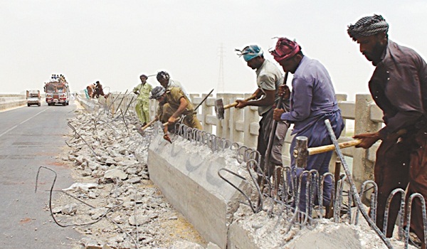 Repair work on the overpass